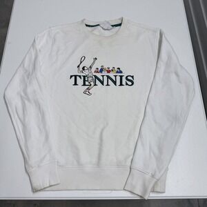 Lacoste L!VE Sweatshirt Unisex M White Good Embroidered Tennis Graphic Logo